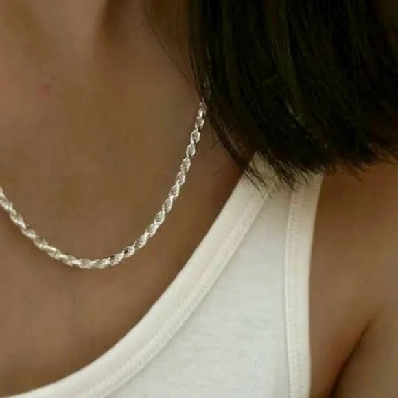 unisex 925 Silver Treasures Made in Italy Silver 18" Rope Chain Necklace Unisex - Picture 4 of 5